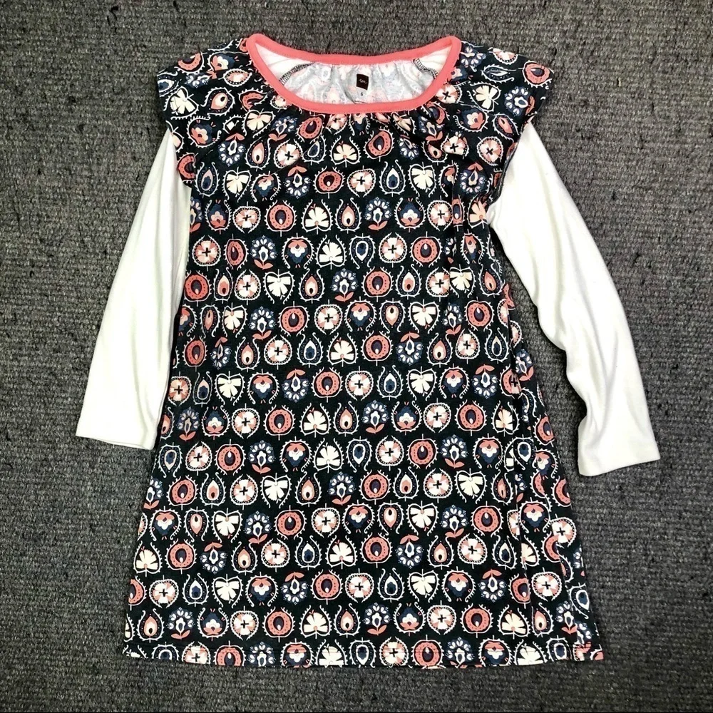 Tea collection dress long sleeves Scandinavian floral jersey knit 6